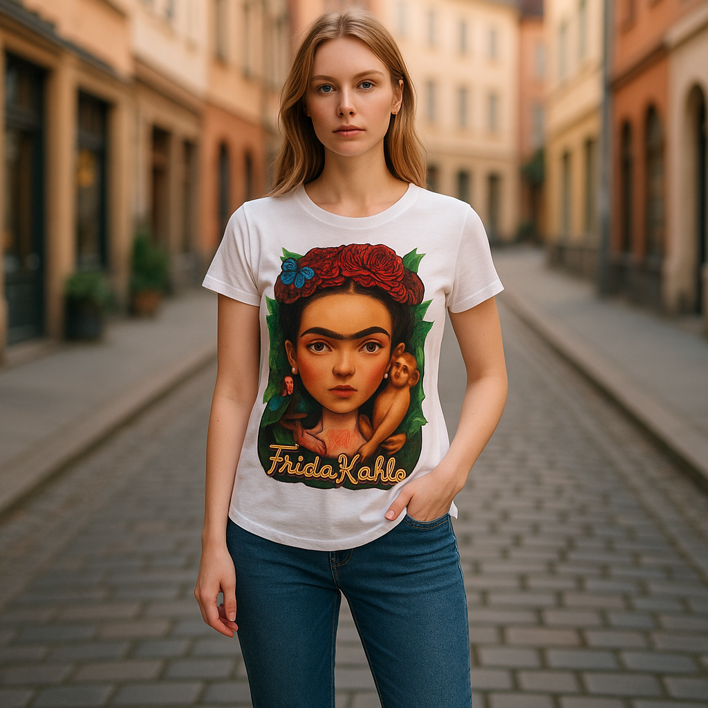 Frida Kahlo Fashion changuito Tee Woman white