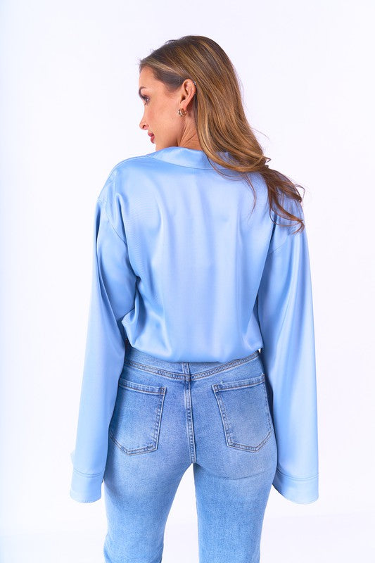 KIMONO SLEEVE SATIN BODYSUIT