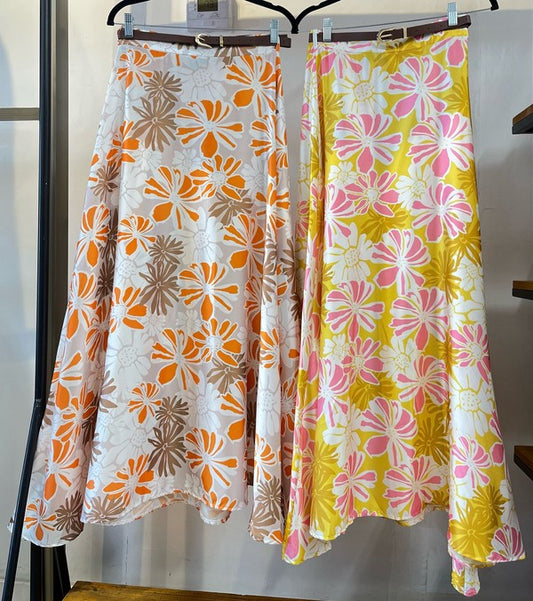 Satin Floral Print Maxi Skirt - Revolucion Boutique and More