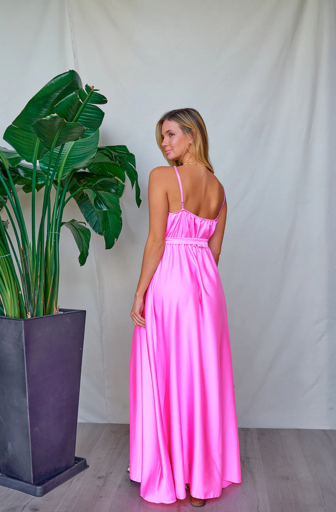 SATIN FRONT SLIT MAXI DRESS