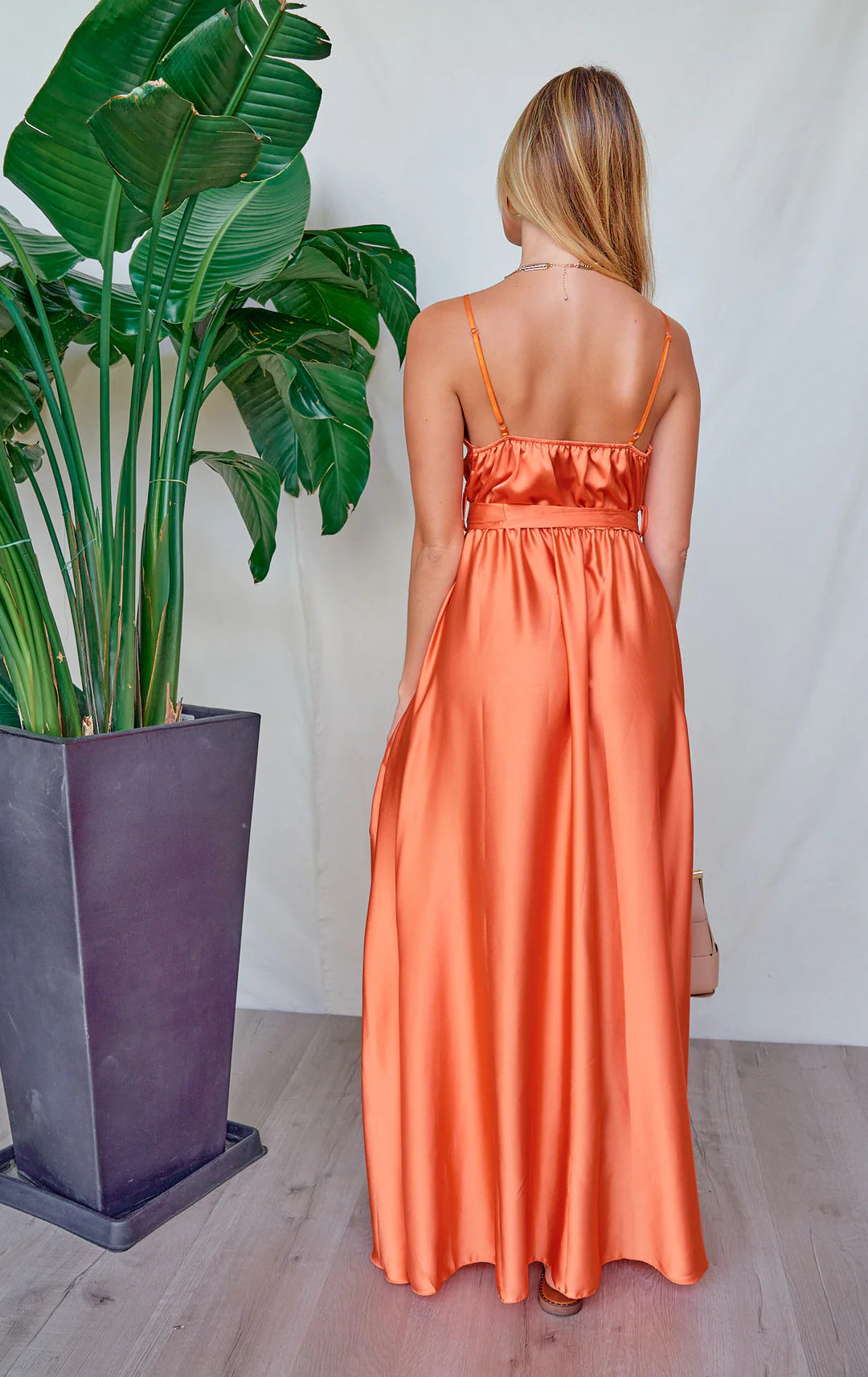 SATIN FRONT SLIT MAXI DRESS