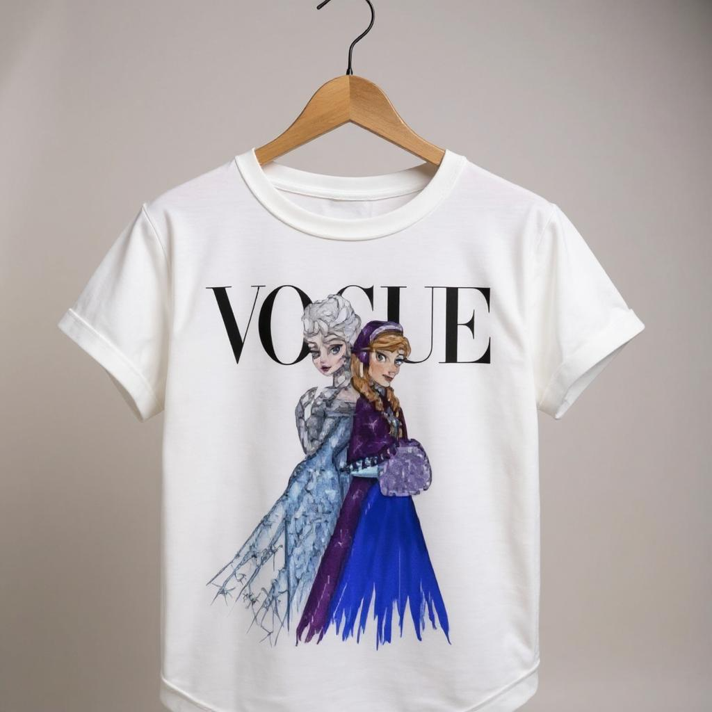 Vogue Princesa Elsa and Anna Disney Princess Woman T-shirt