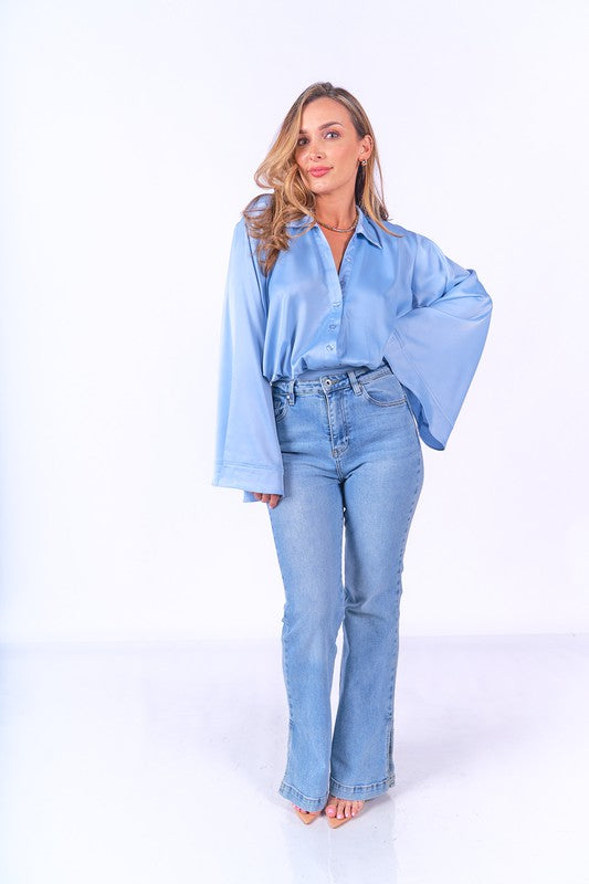 KIMONO SLEEVE SATIN BODYSUIT