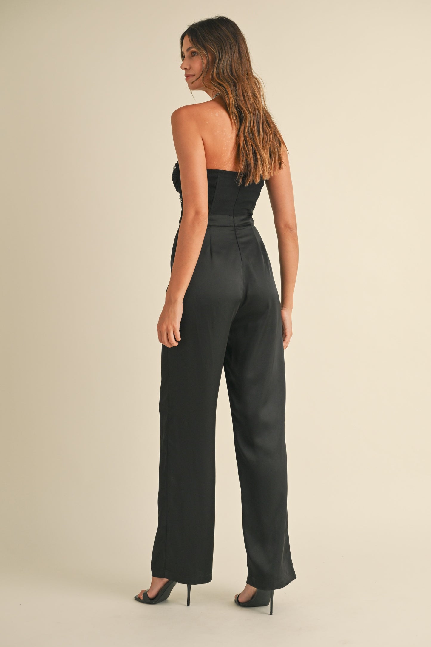 Rhinestone Applique Bustier Jumpsuit - Revolucion Boutique and More