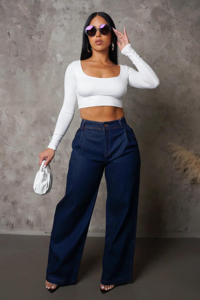 Mya's Wide Jean Pants - Revolucion Boutique and More