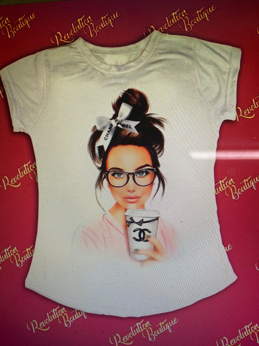 Doll Coffee Trendy Fashion Woman T-shirt