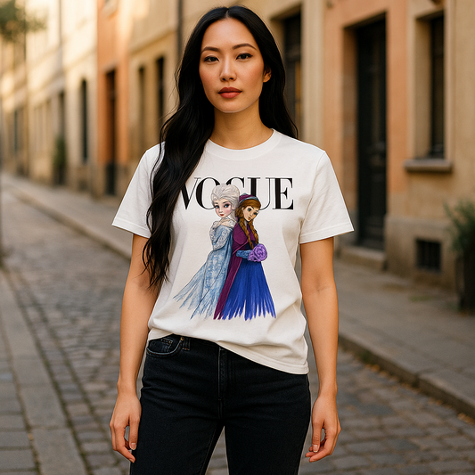 Vogue Princesa Elsa and Anna Disney Princess Woman T-shirt