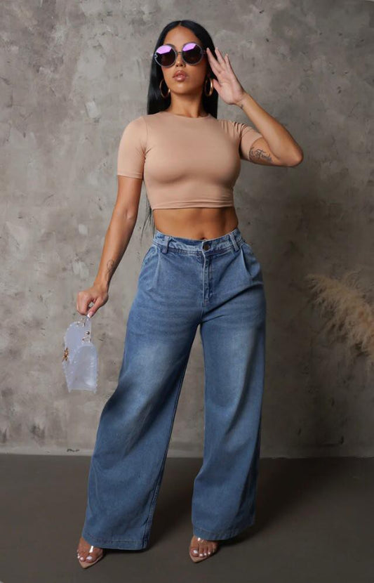 Mya's Wide Jean Pants - Revolucion Boutique and More 